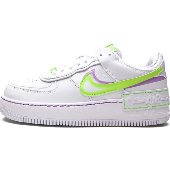 NIKE Air Force 1 Low Shadow White Electric Green Size 10 - Picture 14 of 15
